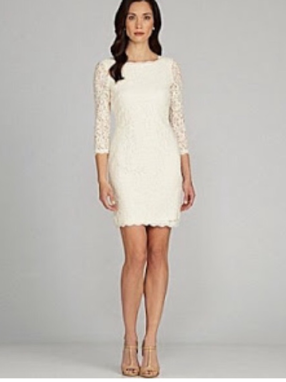 Adrianna Papell Bateau Neck Lace Dress